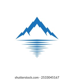 Simple mountain lake logo design landscape