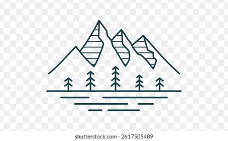 simple mountain Lake Nature Line Illustration