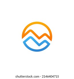montaña simple con letra m concepto vector ilustración