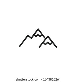 Icono de línea de montaña simple. Pictograma de trazo. Ilustración vectorial aislada en un fondo blanco. Símbolo de calidad superior. Signo de vector para aplicaciones móviles y sitios web.