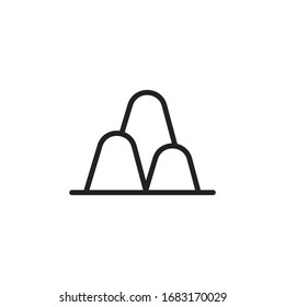Simple mountain line icon. Stroke pictogram. Vector illustration isolated on a white background. Premium quality symbol. Vector sign for mobile app and web sites.