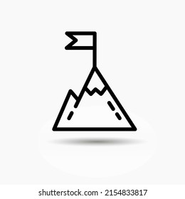 Icono de línea de montaña simple. Pictograma de paro. Ilustración vectorial aislada en un fondo blanco. Símbolo de calidad superior. Firma vectorial para aplicaciones móviles y sitios web.