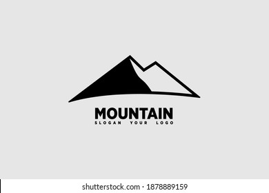 Einfaches Berglogo. Schwarzer Silhouettenberg mit Vintage-Hintergrund. Verwendung für Landschaftslogos. Konzept des Vektorlogos