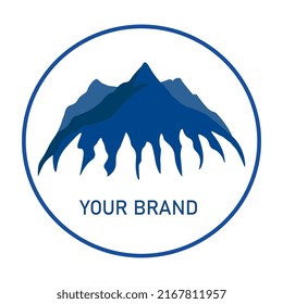 Un sencillo logotipo de montaña con estilo de círculo y características vectoriales para la empresa	