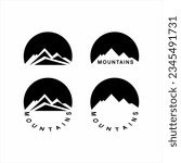 Simple mountain logo design
in four design options. Suitable for adventure club, t-shirt design.