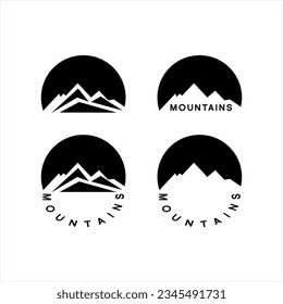 Simple mountain logo design
in four design options. Suitable for adventure club, t-shirt design.