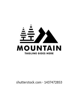 simple mountain logo design inspiration and trees