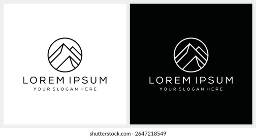 Diseño simple del logotipo de la montaña, concepto gráfico del icono del arte de línea