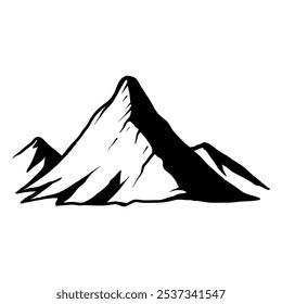 simple mountain logo drawing coloring line art style sketch classic vintage design illustration