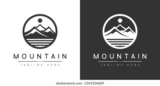 Plantilla sencilla de emblema del logotipo de montaña logotipo mínimo de vector de montaña para la plantilla editable del logotipo de montaña de la organización empresarial.