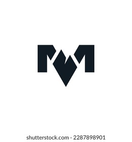 logotipo de montaña simple con icono de letra M y vector	