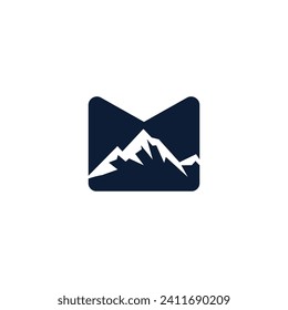 logotipo de montaña simple con icono de letra M y vector