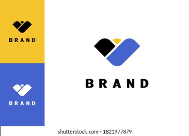 Logotipo de montaña sencillo, con diseño de forma de letra V, diseño de logotipo moderno y minimalista.