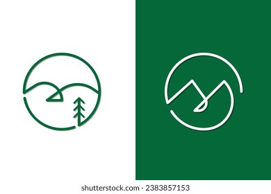 simple mountain logo, linear style, line style logo