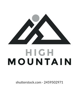 Logotipo de Montaña Simple. Letra H del medio de la montaña para High.