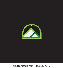 simple Mountain  logo on white and black background.
