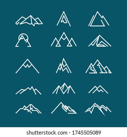 simple mountain logo set. bundle of mountain line art logo