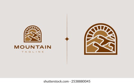 Logotipo Simple Mountain. Símbolo universal criativo premium. Modelo de logotipo de ícone de sinal de vetor. Ilustração vetorial