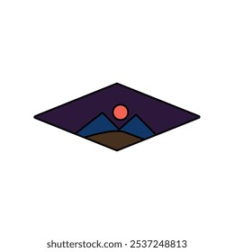 Diseño simple del Vector del paisaje de la naturaleza de la montaña, paisaje natural de la montaña
