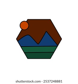 Diseño simple del Vector del paisaje de la naturaleza de la montaña, paisaje natural de la montaña
