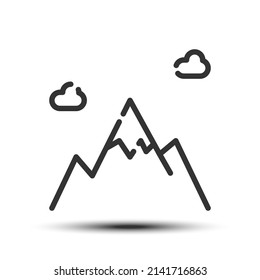 Simple mountain outline icon, mountain and nature related concept on the white background