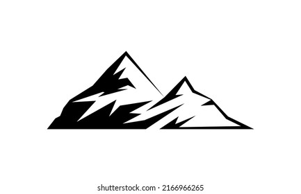 Simple Mountain Outlined Vector Icon 5 - Mountains Silhouette Logo Black and White