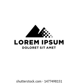 simple mountain peak abstract logo technology tech icon template business design 