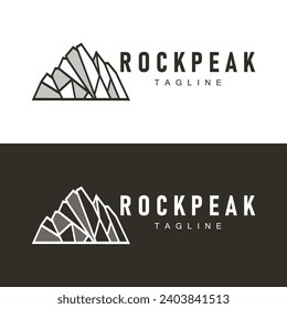 Simple mountain peak logo line rock illustration landscape design