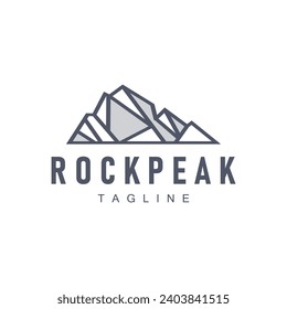 Einfache Bergspitzen-Logo-Linie Felsgrafik-Landschaftsdesign