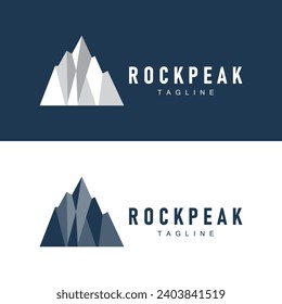 Simple mountain peak logo line rock illustration landscape design