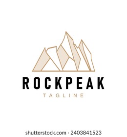 Diseño del paisaje de la línea de roca del pico de montaña simple