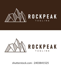 Diseño del paisaje de la línea de roca del pico de montaña simple