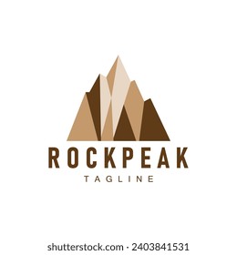 Simple mountain peak logo line rock illustration landscape design