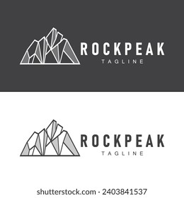 Simple mountain peak logo line rock illustration landscape design