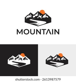 Simple mountain peak logo, Mountain Scene Silhouette for Outdoor