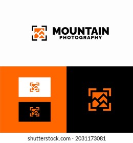 Simple Mountain Photography Logo. Logo for Adventure Photographer and Mountain Photographer. Simple and Minimalist Logo Concept