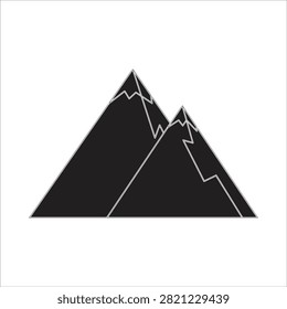 Simple mountain range icon with snowy peaks mountain landscape