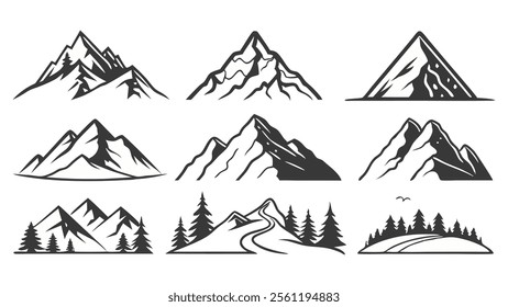 Simple Mountain Range Illustrations vector gaphics