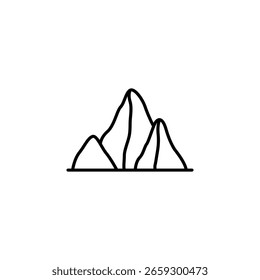 Simple Mountain Range Outline Isolated On Transparent Minimalist Design
