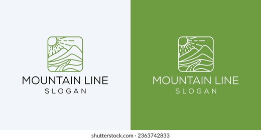 simple mountain rectangular logo design inspirations