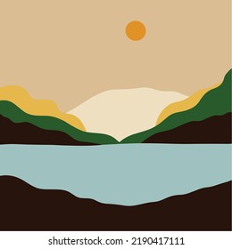 Simple Mountain River Side Green View 