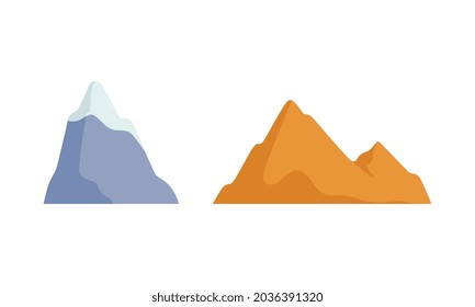 Montaña y roca simples como conjunto de vectores de elementos de paisaje y medio ambiente