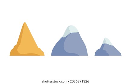 Simple Mountain and Rock as Landscape and Environment Element Vector Set