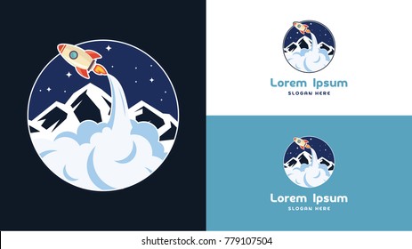 Simple Mountain and Rocket Logo Design template, technology. Logo Design Vector.