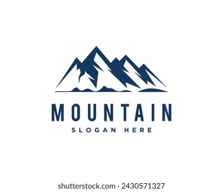 Plantilla de vector de concepto de diseño de logotipo de silueta de montaña simple.