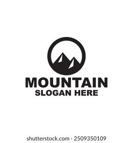 Simple mountain silhouette logo design concept vector template.