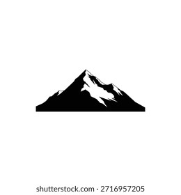 Diseño simple del logotipo de la silueta de la montaña en el fondo blanco