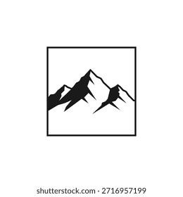 Logotipo de silueta de montaña simple en cuadrado 