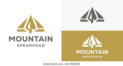Simple mountain spearhead logo template. Abstract mountain with arrowhead logo design vector illustration.
