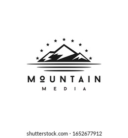 Simple Mountain with Star logo design